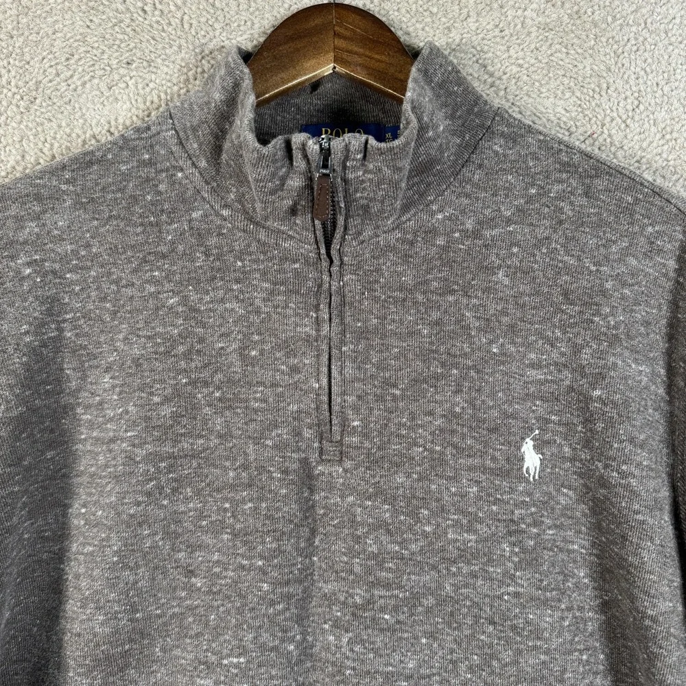 Polo Ralph Lauren Sweater Mens XL Gray Estate Rib Quarter Zip‎ Pullover Knit